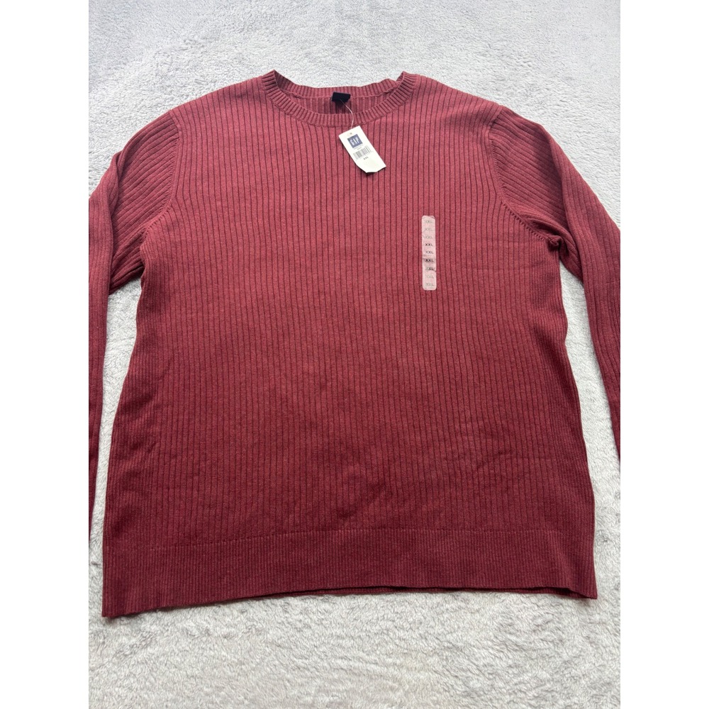 GAP Men Ribbed Crewneck Long Sleeve Sweater Burgundy Red XXL
